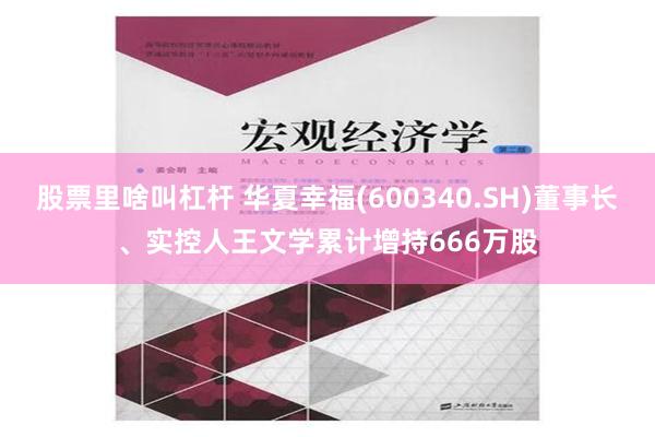 股票里啥叫杠杆 华夏幸福(600340.SH)董事长、实控人王文学累计增持666万股